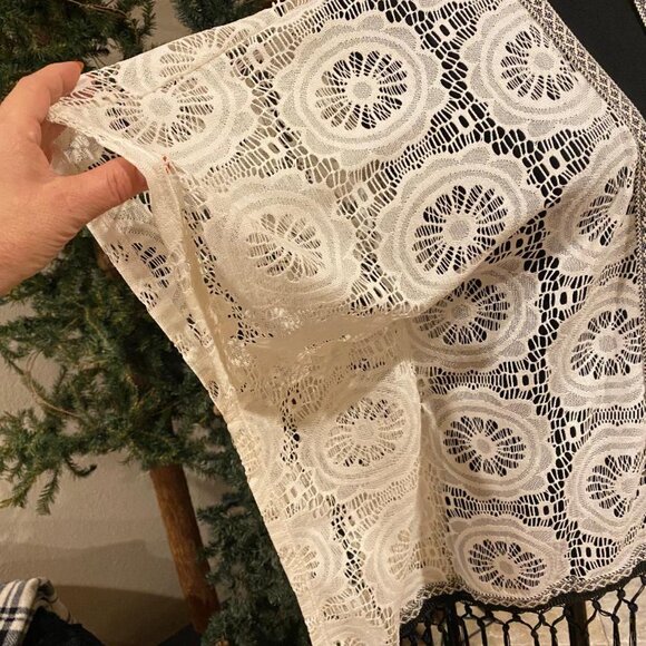 WILD MOSS Women's Lace Cardigan Kimono Ivory Black Fringes Size S CUTE!! RARE!! - Picture 3 of 6